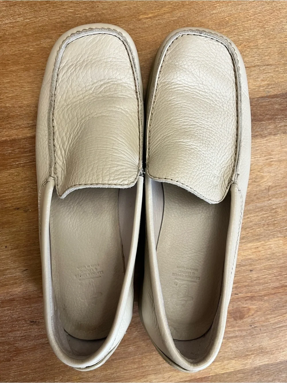 Havana Joe Men's Cream Leather Slip On Resort Loafers Made In Spain